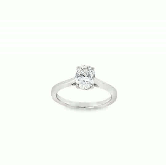 Platinum 4 Claw Oval Cut Solitaire Cultured Diamond Ring 1.00ct