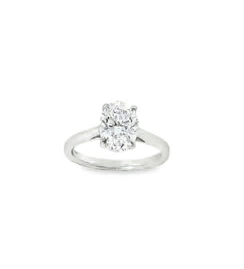 Platinum 4 Claw Oval Cut Solitaire Cultured Diamond Ring 2.00ct