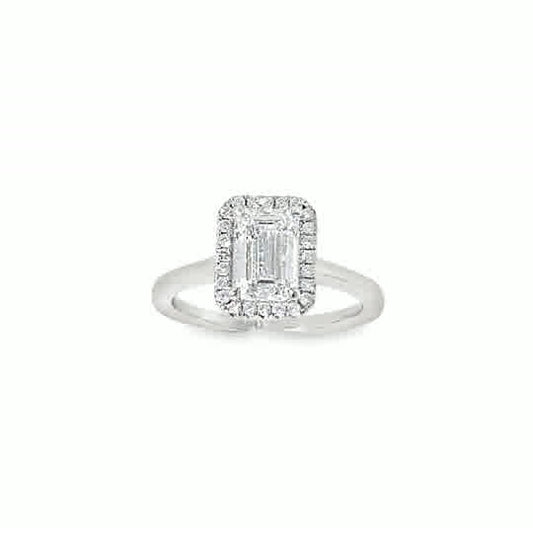 Platinum Emerald Cut Cultured Diamond Ring With Halo 1.79ct
