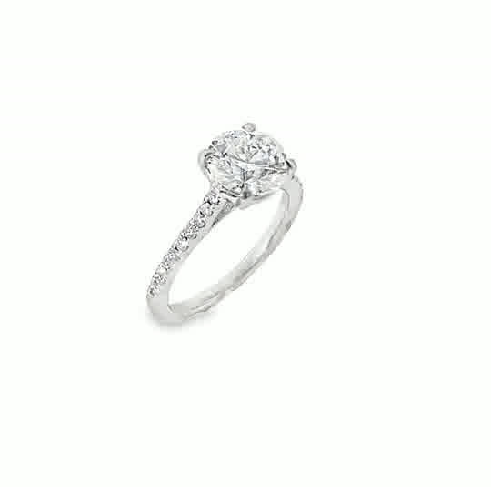 Platinum 4 Claw Round Brilliant Solitaire Cultured Diamond Ring With Shoulders 2.25ct