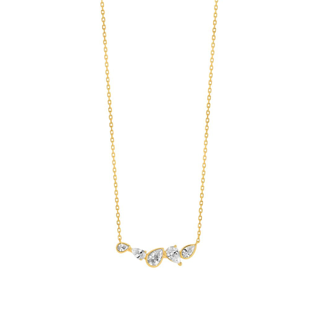 Sterling Silver Gold Plated Multi CZ Hammock Necklet