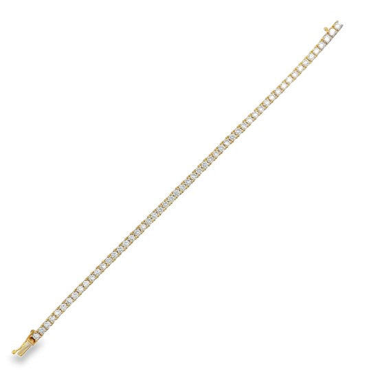 9ct Yellow Gold Round Brilliant Cultured Diamond Tennis Bracelet 5.00ct