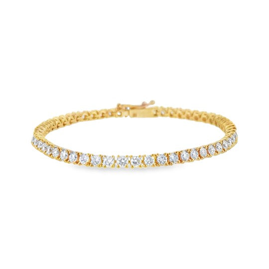9ct Yellow Gold Round Brilliant Cultured Diamond Tennis Bracelet 5.00ct