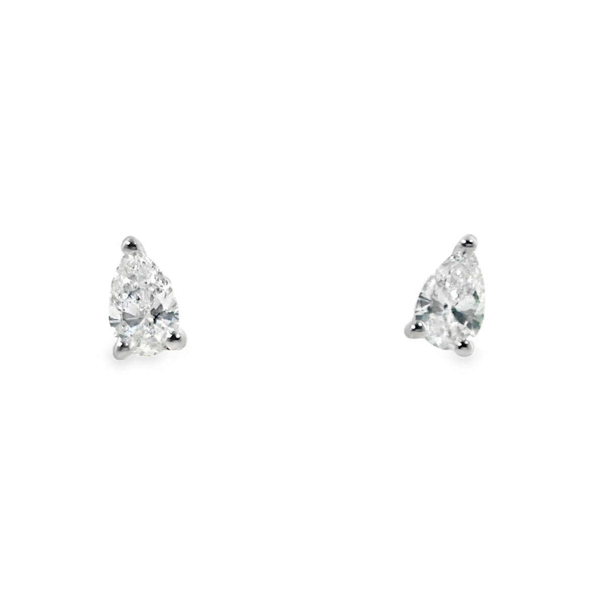 9ct White Gold Pear Cut Cultured Solitaire Diamond Earrings 1.00ct