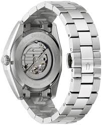 Gents Stainless Steel Bulova Surveyor Black 42mm Automatic Watch