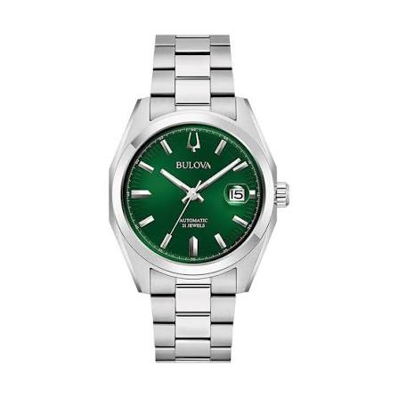 Gents Stainless Steel Bulova Surveyor Green 39mm Automatic Watch