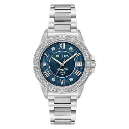 Ladies Stainless Steel Bulova Marine Star Diamond  32mm Watch