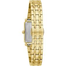Ladies Rolled Gold Bulova Sutton Mother Of Pearl Square Dial Watch