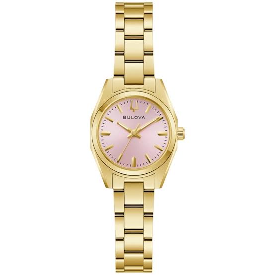 Ladies Rolled Gold Bulova Surveyor Pink Dial 23mm Watch