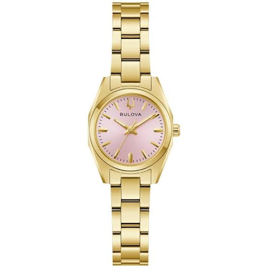 Ladies Rolled Gold Bulova Surveyor Pink Dial 23mm Watch