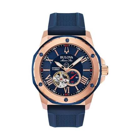 Gents Rolled Gold Bulova Marine Star Blue 45mm Automatic Watch