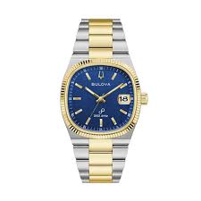 Gents Two Tone Bulova Super Seville Precisionist Blue Square 38mm Watch