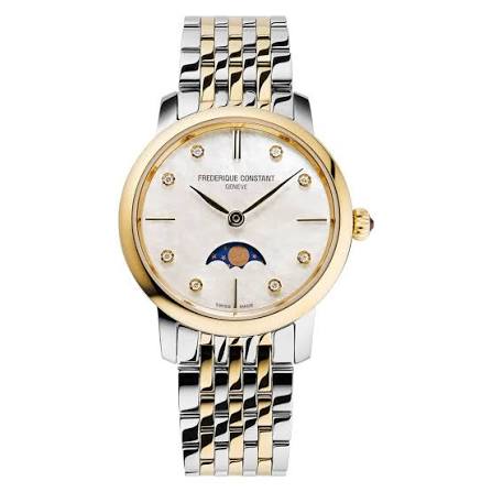 Ladies Two Tone Frederique Constant Slimline Moonphase 30mm With Mother Of Pearl Dial