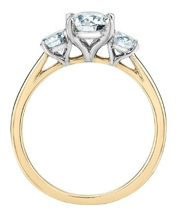 18ct Cultured Three Stone Oval Solitaire with Round Brilliant Shoulders 1.04ct .50ct
