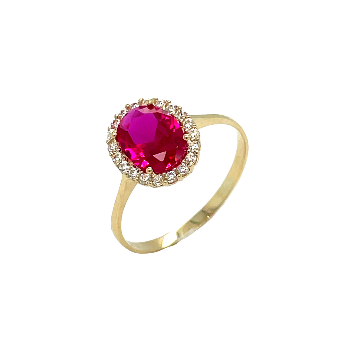 9ct Oval Cubic Zirconia And Synthetic Ruby Dress Ring