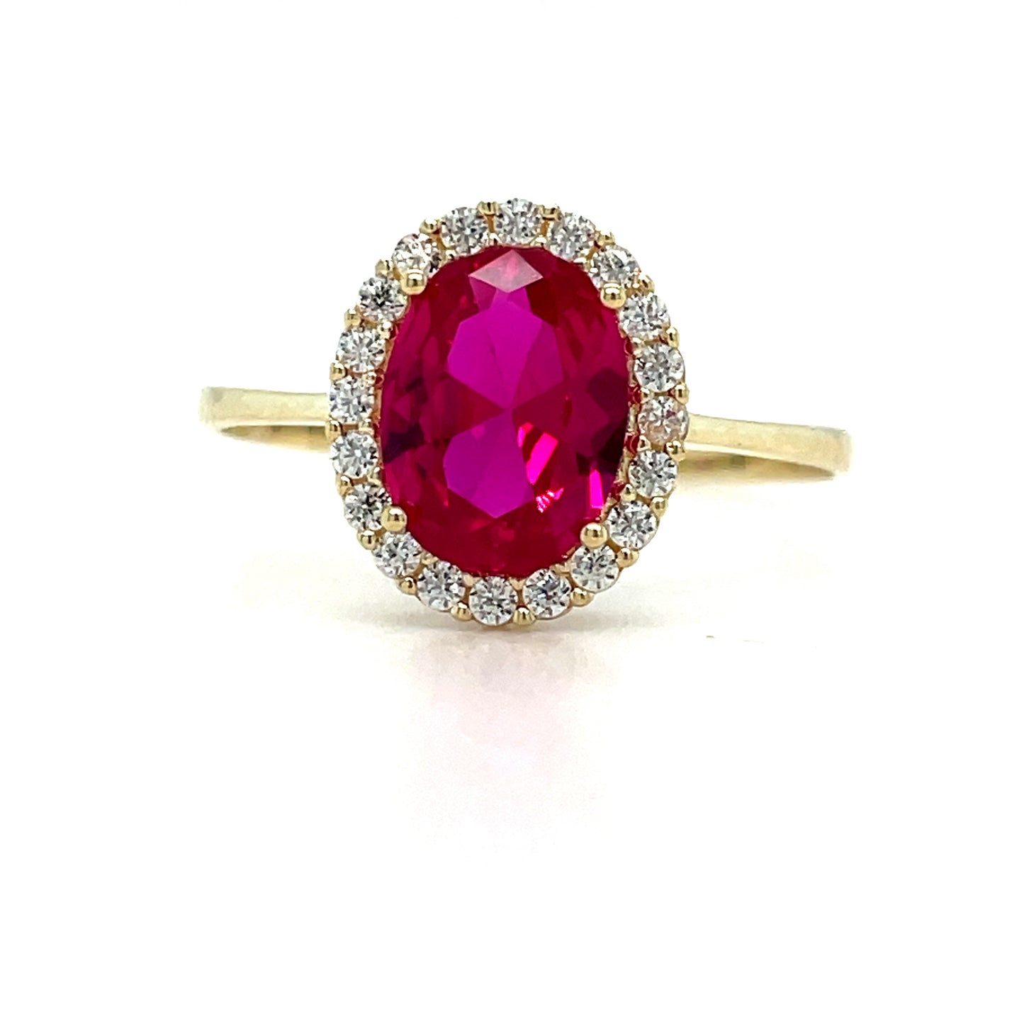 9ct Oval Cubic Zirconia And Synthetic Ruby Dress Ring