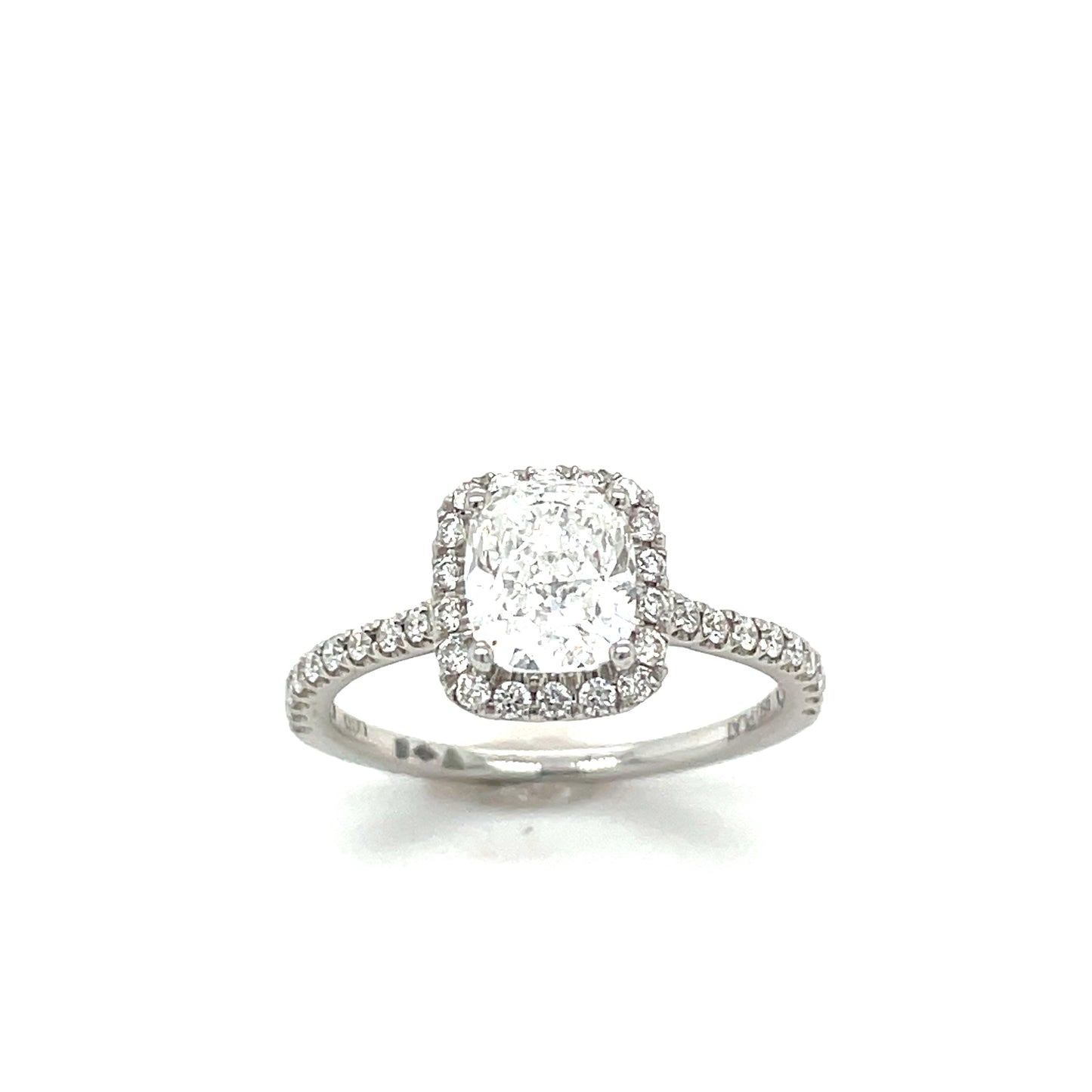 Plat Cush Halo dia ring w/ sh 1.50ct .38ct