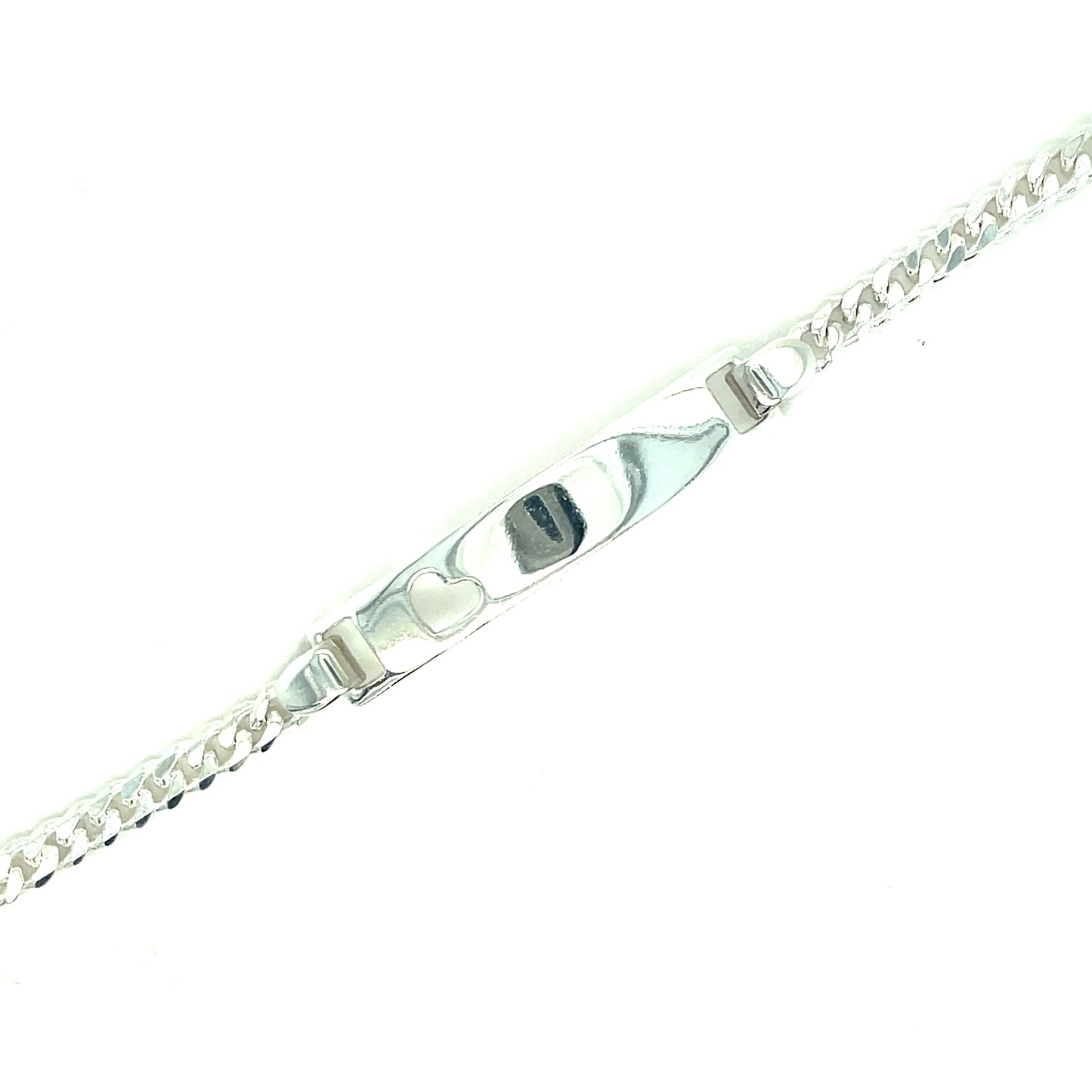 Sterling Silver ID Curb Bracelet with Heart 3.5mm 7.5'