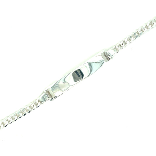 Sterling Silver ID Curb Bracelet with Heart 3.5mm 7.5"