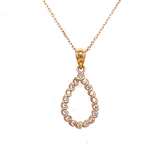 9ct Open Teardrop Rubover CZ Pendant