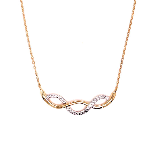 9ct Two Tone Gold Crossover Necklet