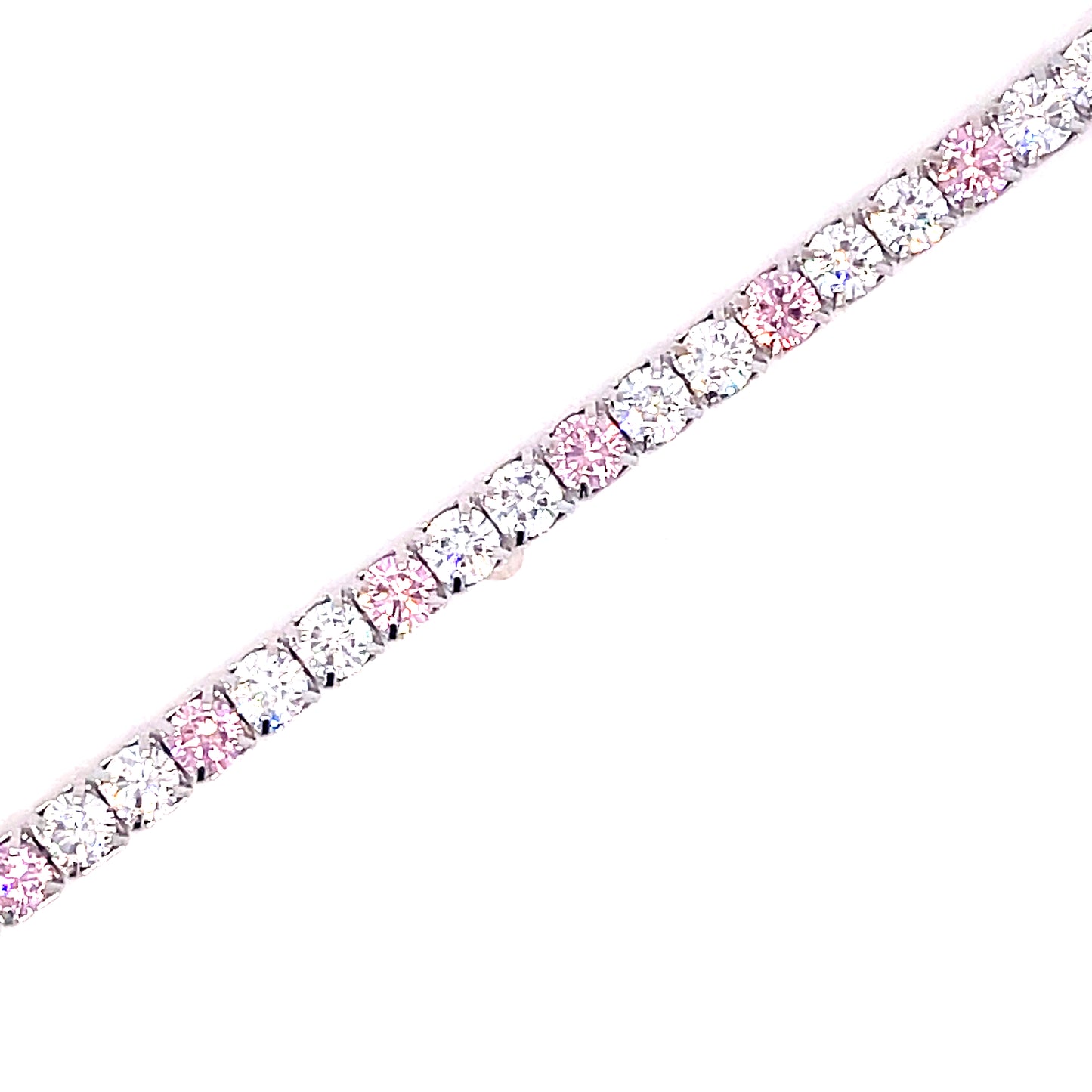 Sterling Silver Cubic Zirconia + Pink Tennis Bracelet