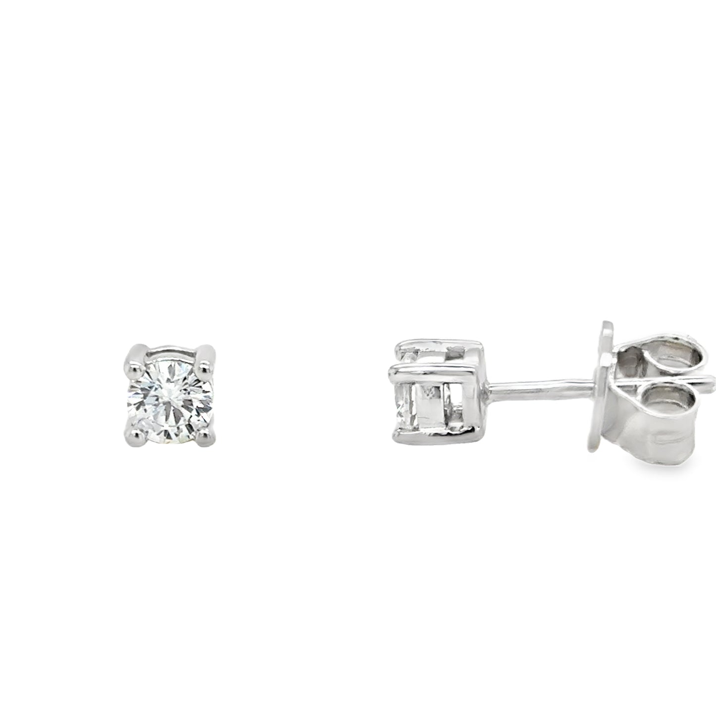 Sterling Silver 4mm Four Claw Cubic Zirconia Earrings