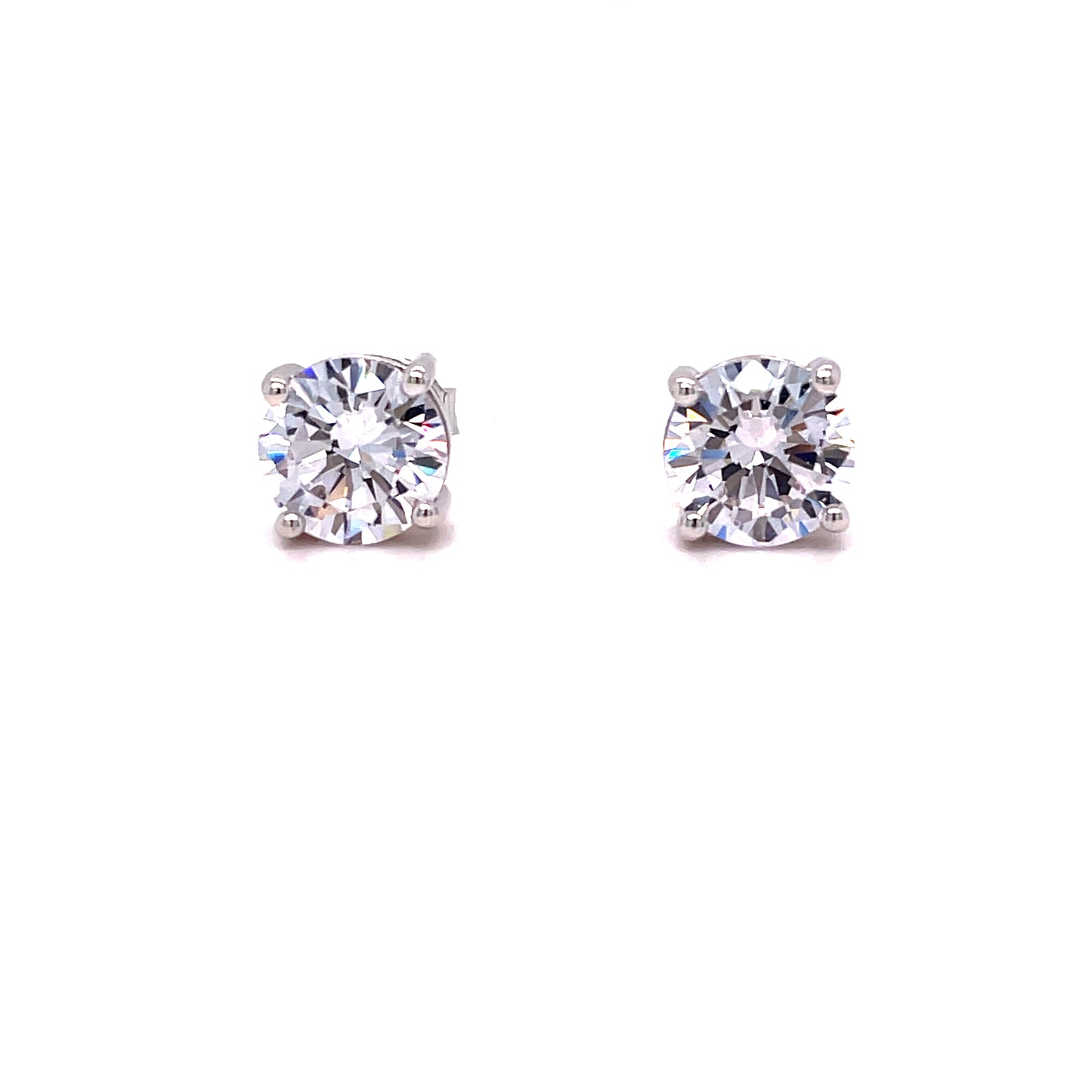 Sterling Silver 8mm Four Claw Cubic Zirconia Earrings