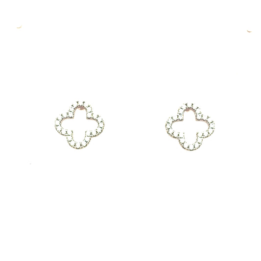Sterling Silver Cubic Zirconia Open Clover Earrings