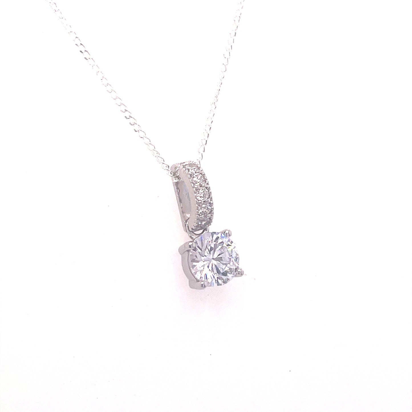 Sterling Silver 6mm CZ Drop Pendant