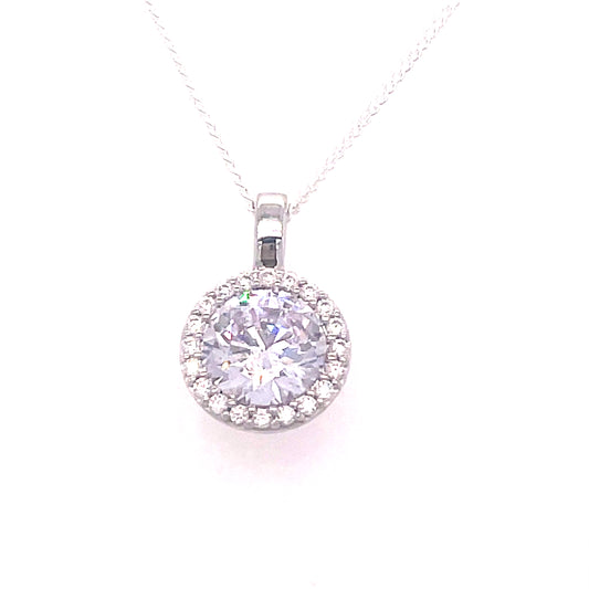 Sterling Silver Round CZ Cluster Pendant