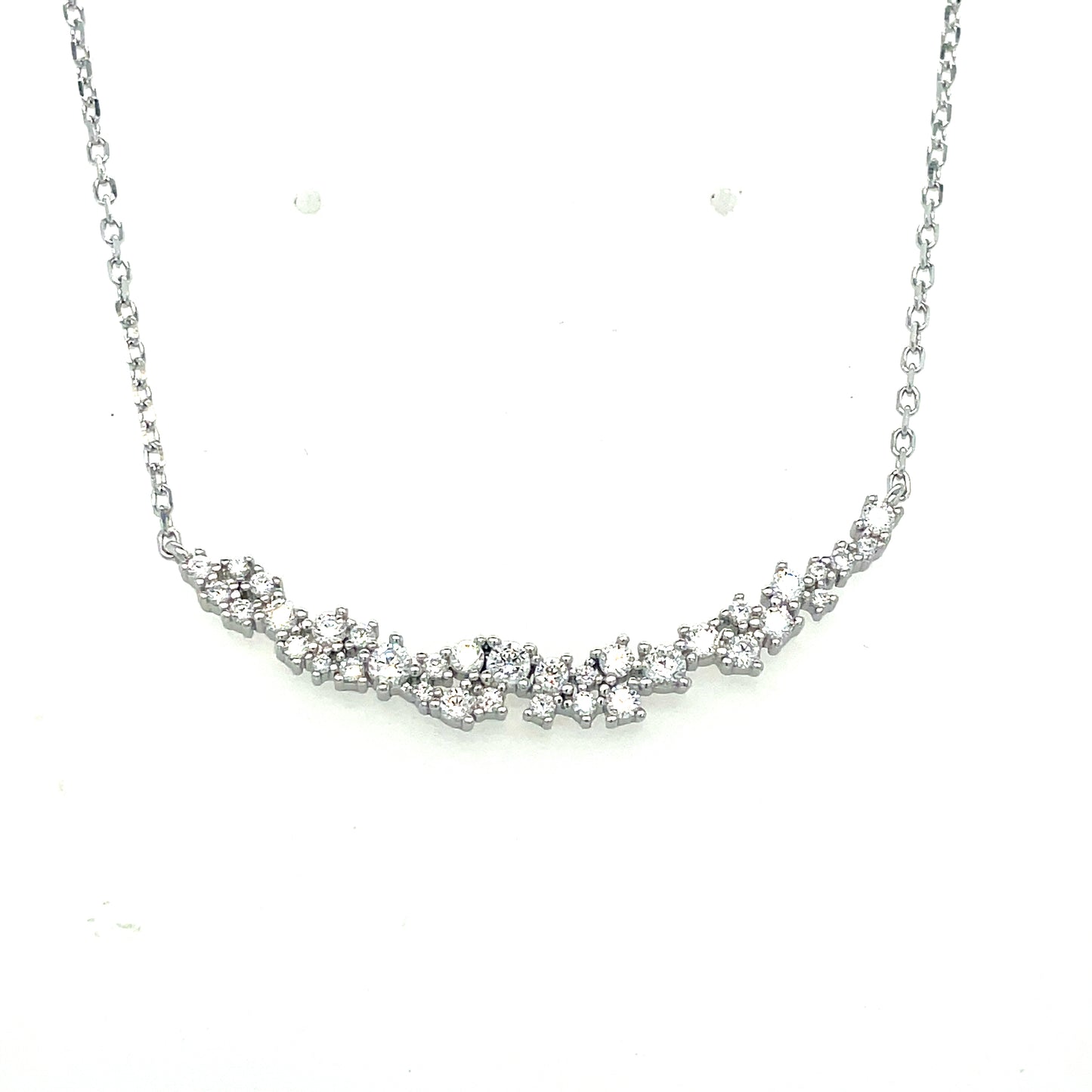 Sterling Silver Hammock Cluster CZ Necklet