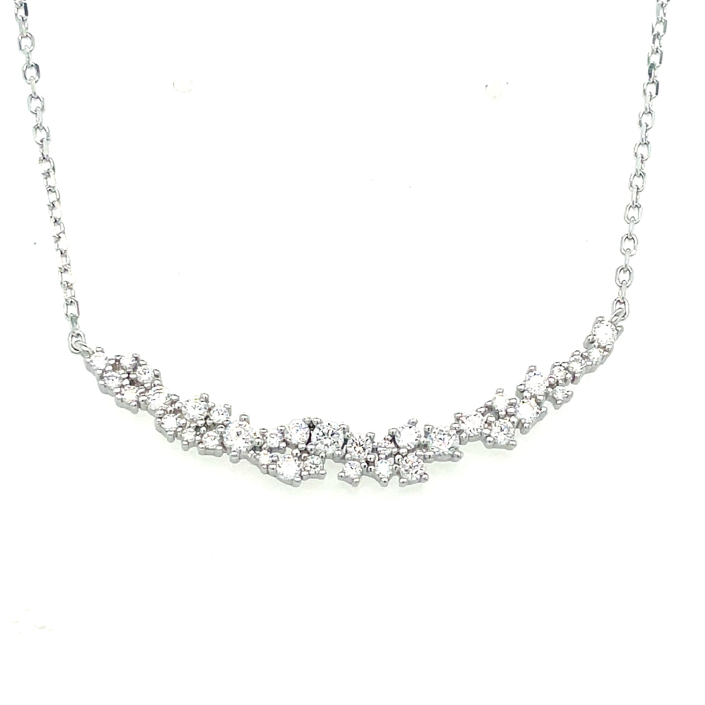 Sterling Silver Hammock Cluster CZ Necklet