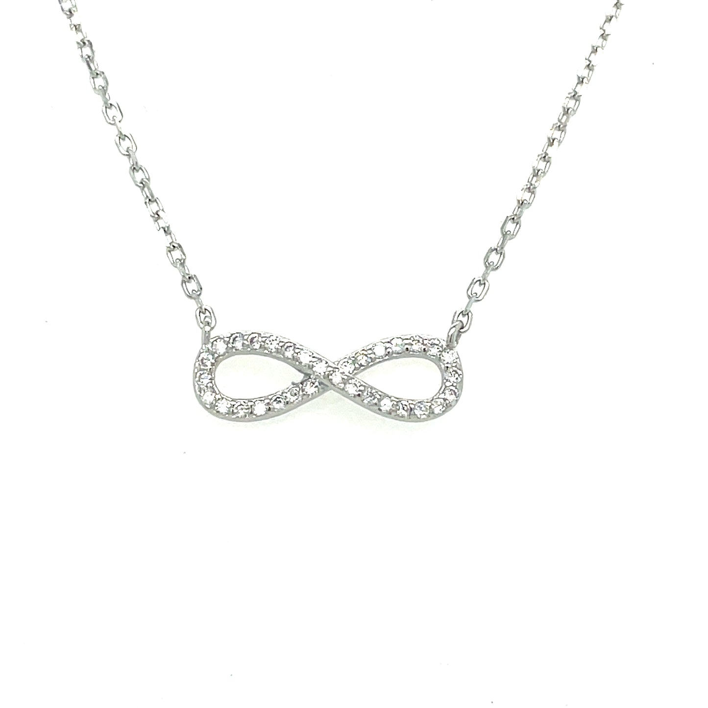 Sterling Silver CZ Set Infinity Necklet