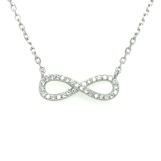 Sterling Silver CZ Set Infinity Necklet