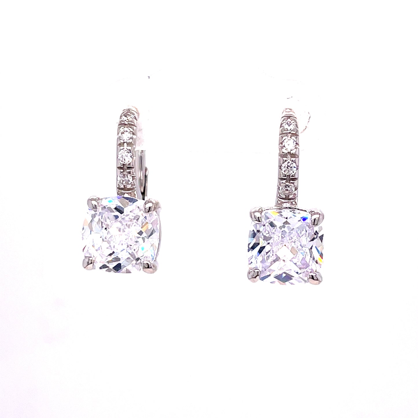 Sterling Silver Drop Cubic Zirconia Four Claw Earrings