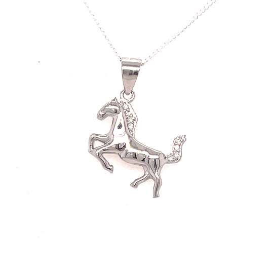 SIL P/DANT HORSE CZ MANE