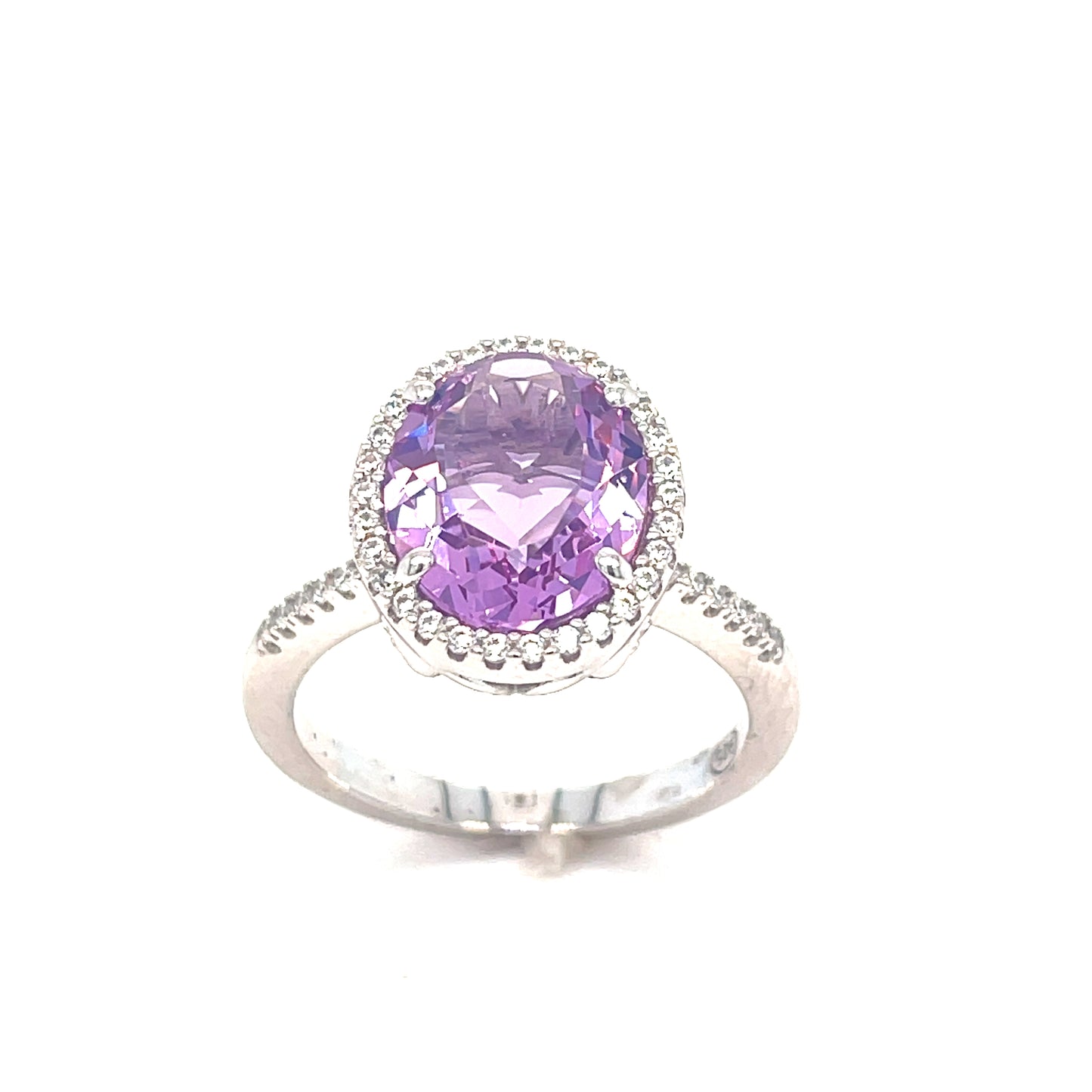 SIL RING OV PURPLE CZ HALO
