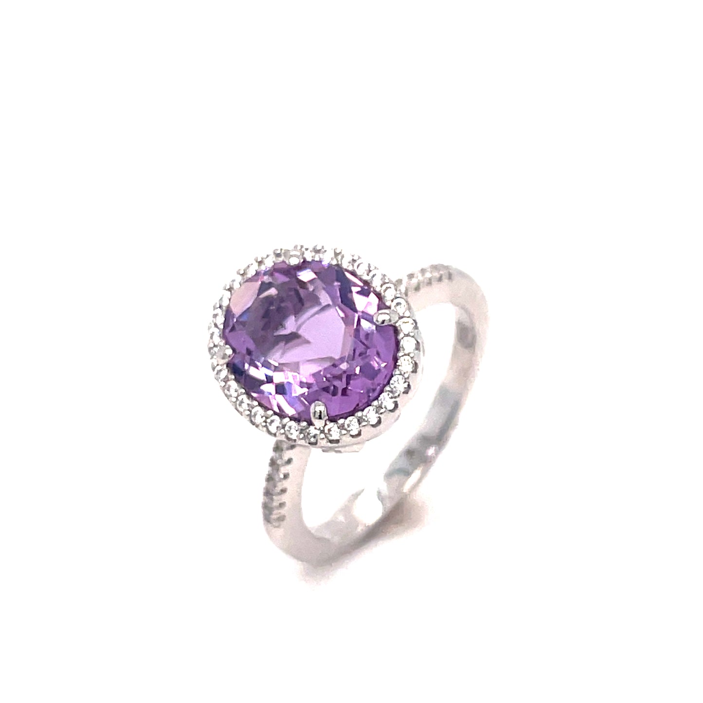 SIL RING OV PURPLE CZ HALO
