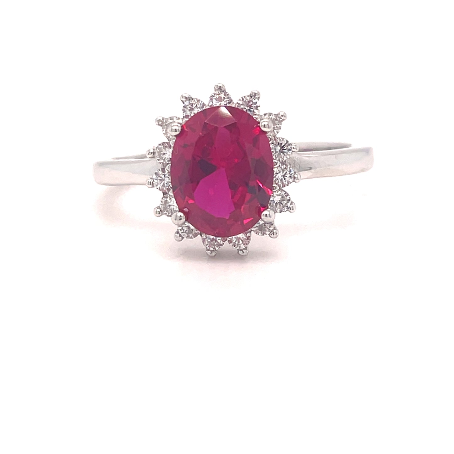 SIL RING OV RED/CZ HALO