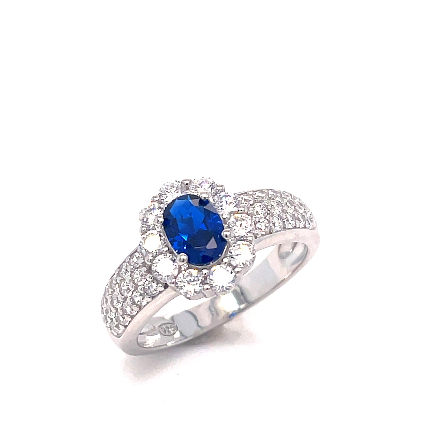 SIL RING OV CZ/BLUE CLUST PAVE SH