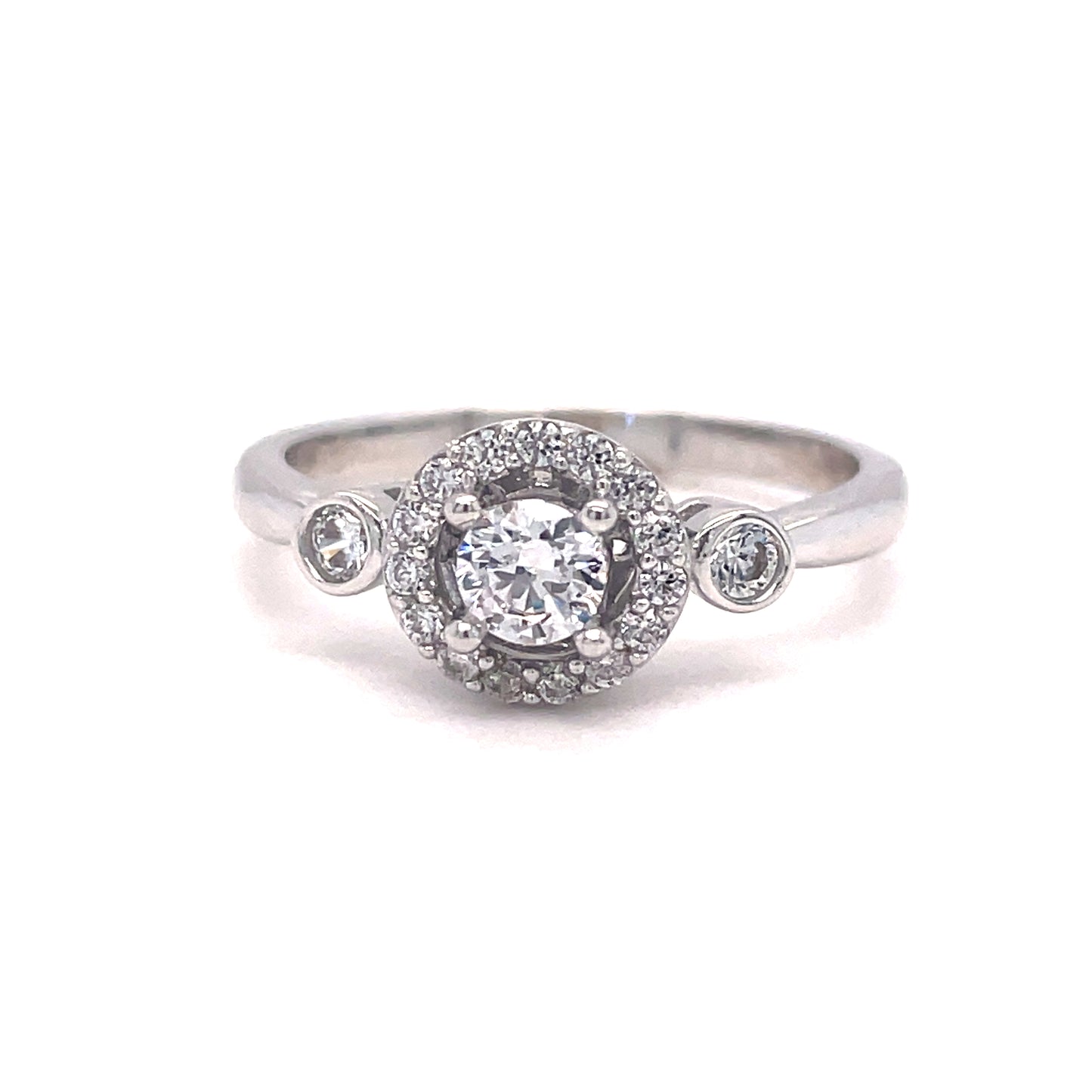 SIL RING RD CZ SOL HALO R/O SH