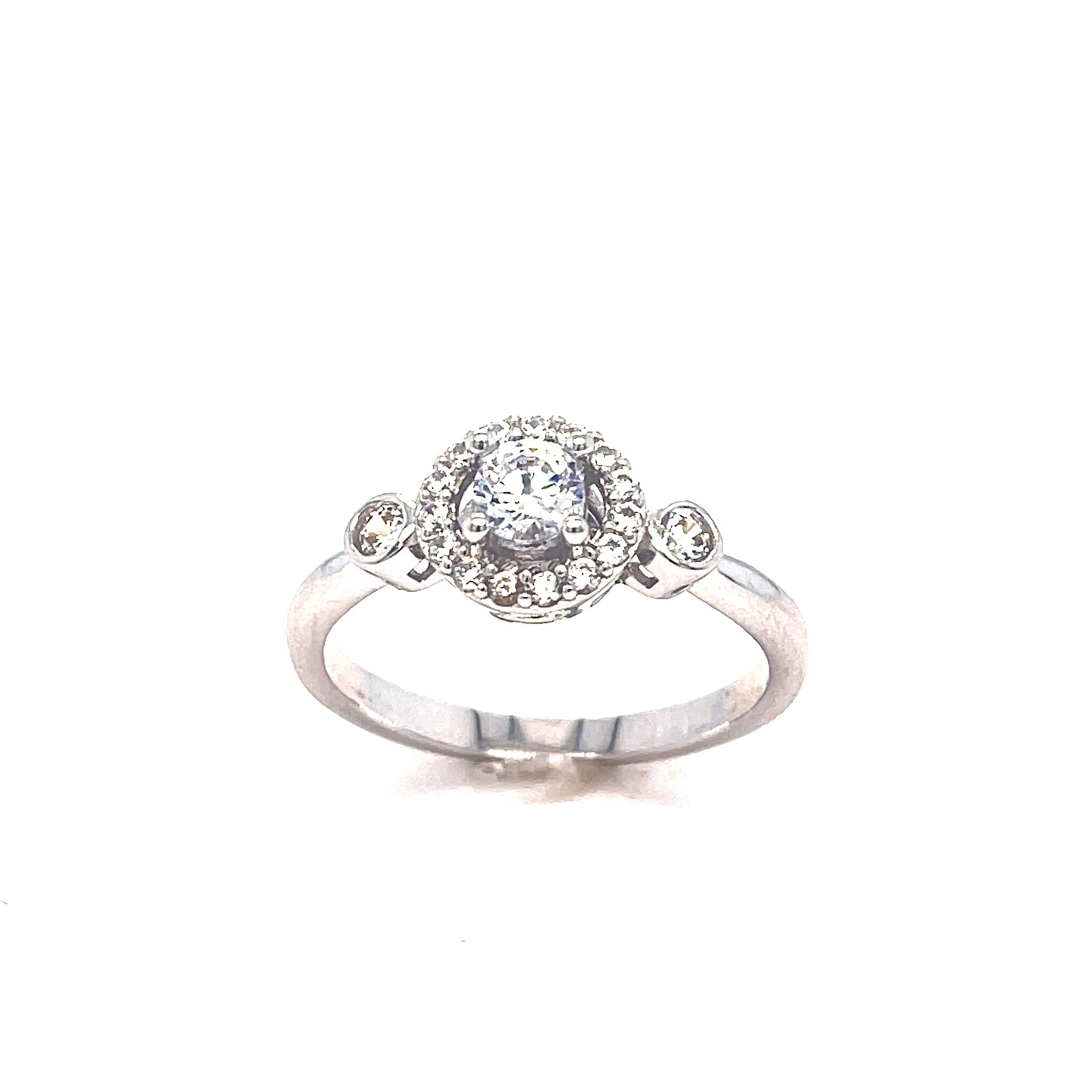 SIL RING RD CZ SOL HALO R/O SH