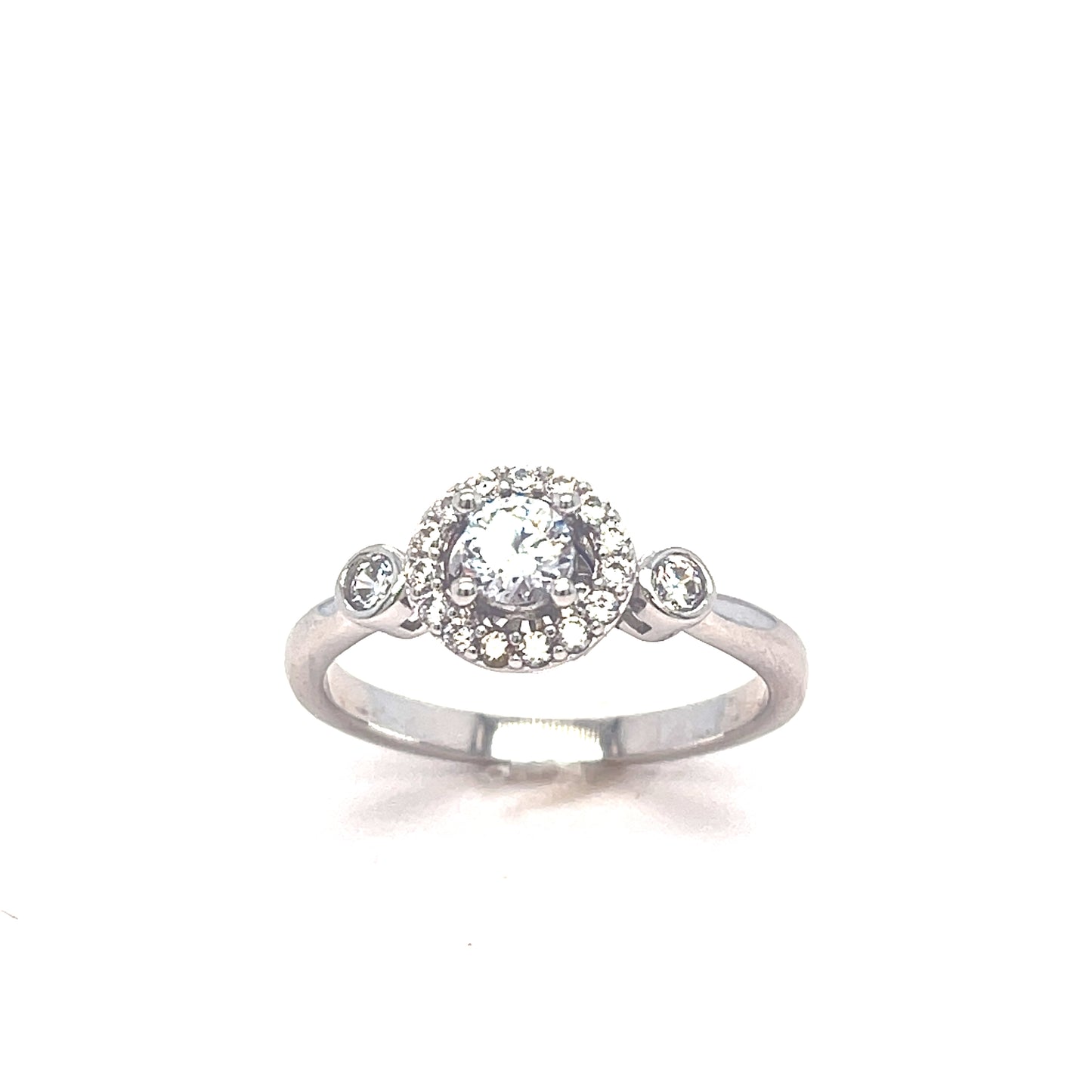SIL RING RD CZ SOL HALO R/O SH