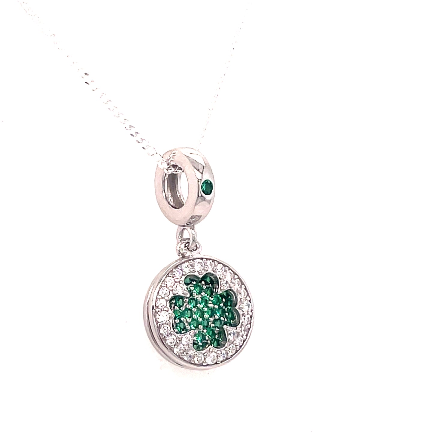 SIL P/DANT CZ/GRN OPN CLOVER PAVE