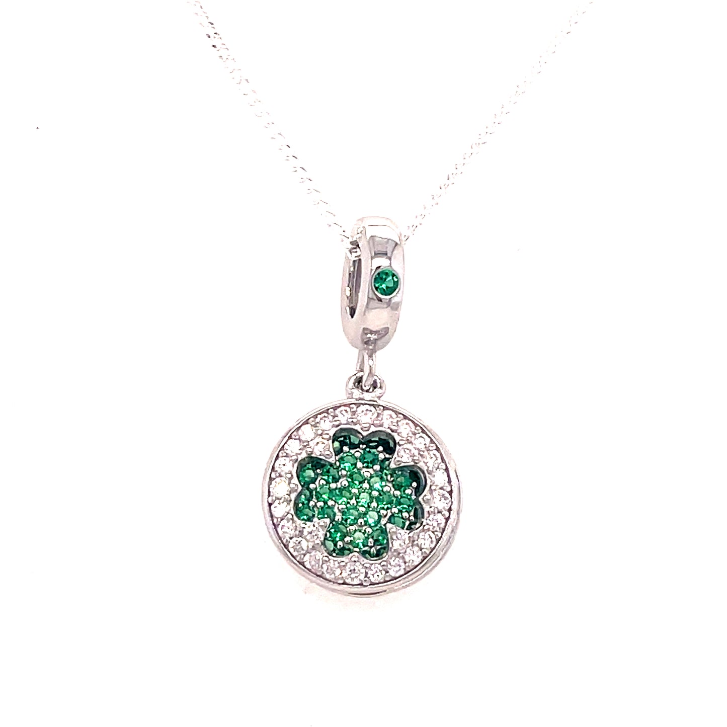 SIL P/DANT CZ/GRN OPN CLOVER PAVE