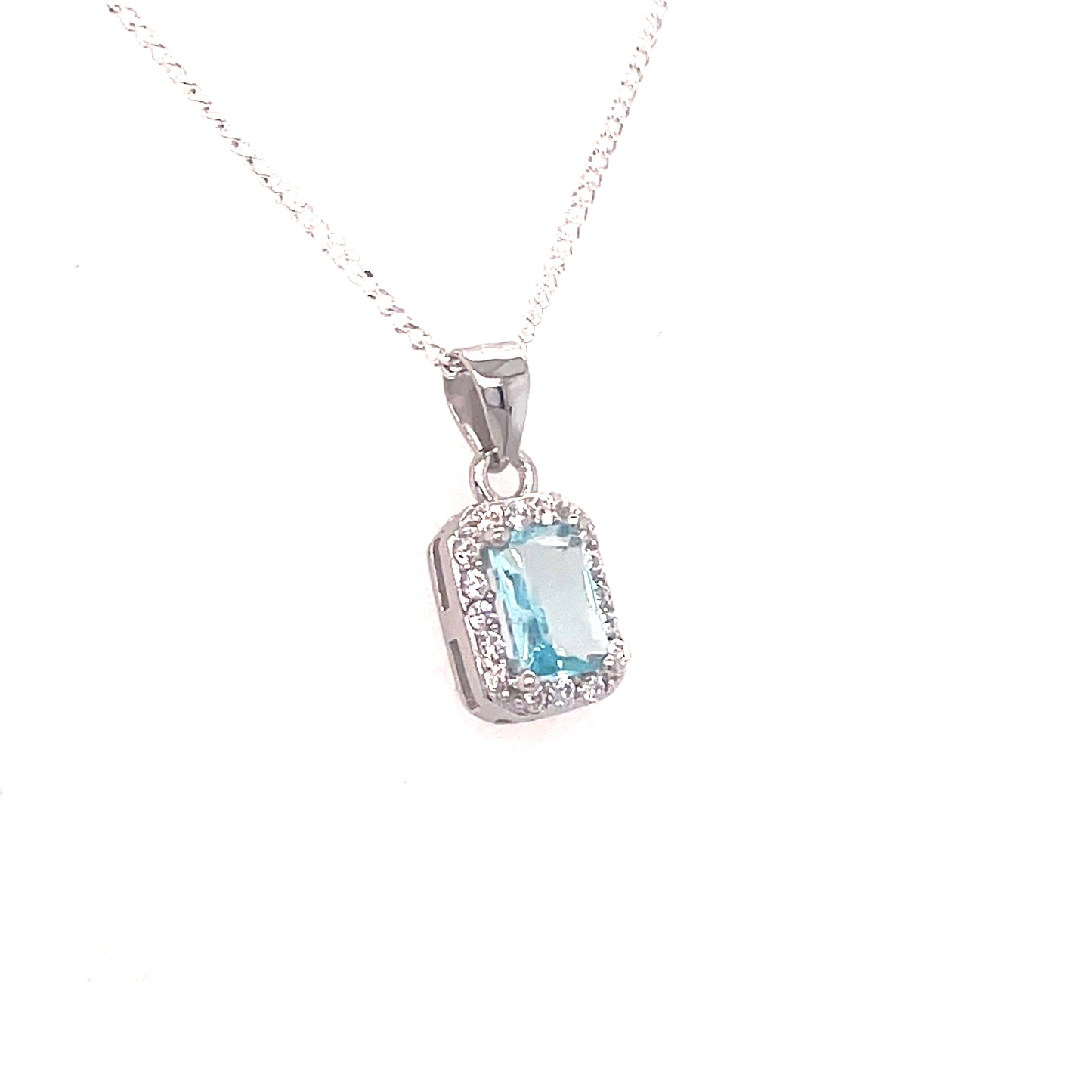 SIL P/DANT CZ/AQUA EM/CUT HALO
