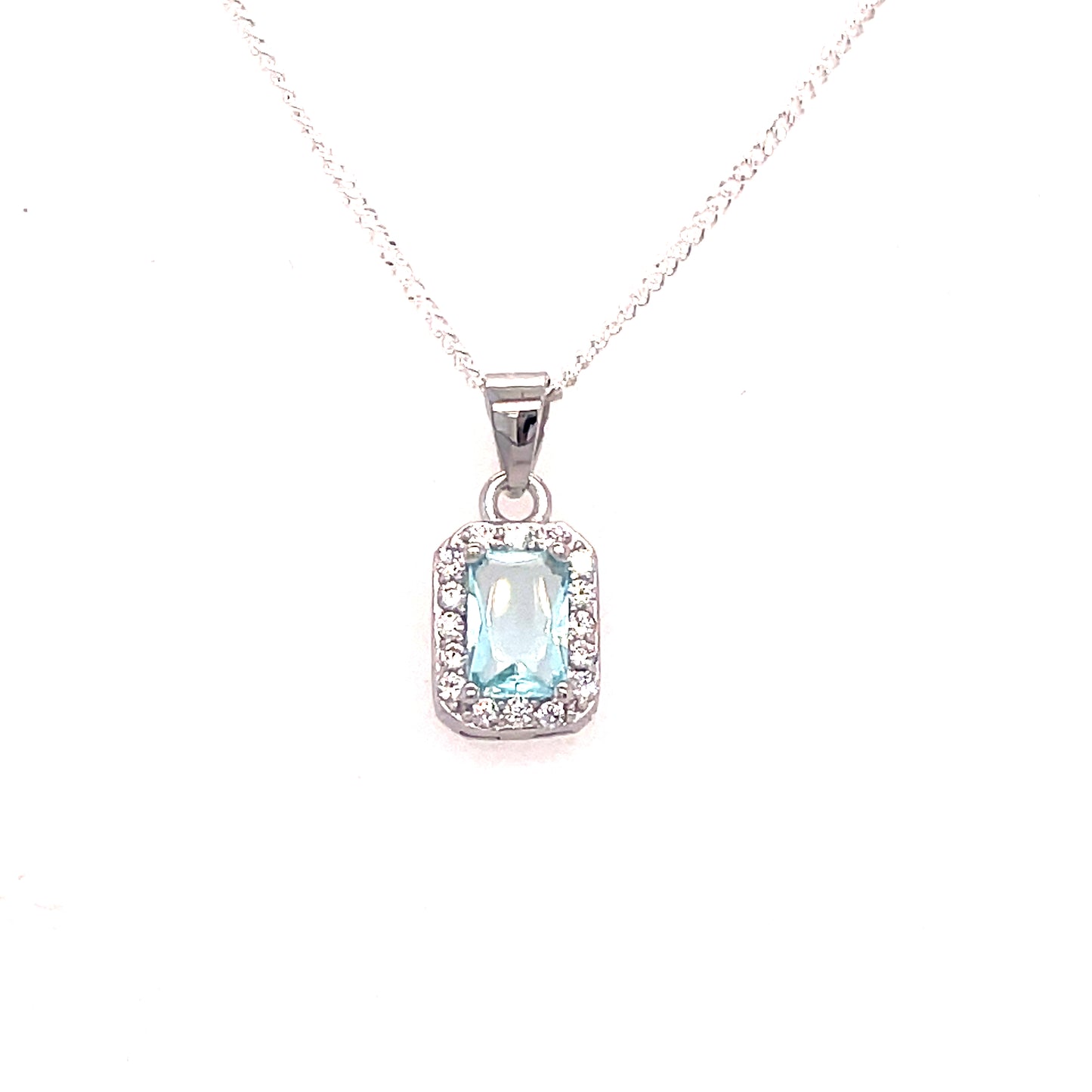 SIL P/DANT CZ/AQUA EM/CUT HALO