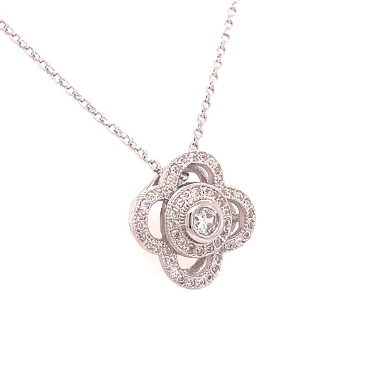 Sterling Silver Open Rubover CZ Clover Pendant