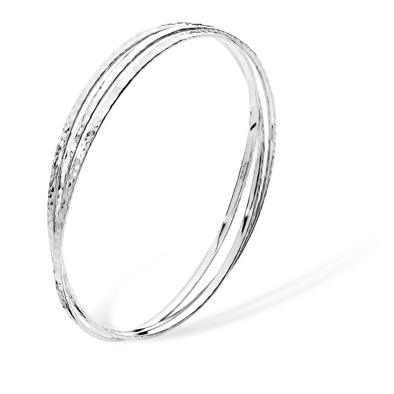 Sterling Silver Triple Bangle Hammered